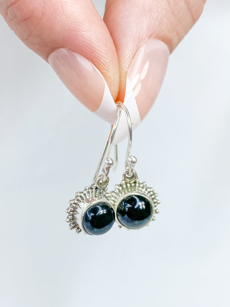 Black Onyx Sun Sterling Silver Earring