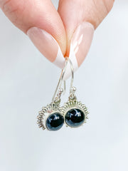 Black Onyx Sun Sterling Silver Earring