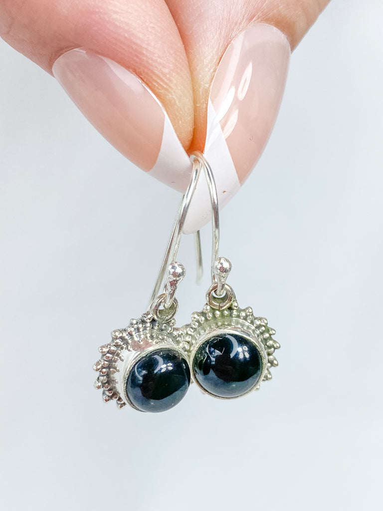 Black Onyx Sun Sterling Silver Earring