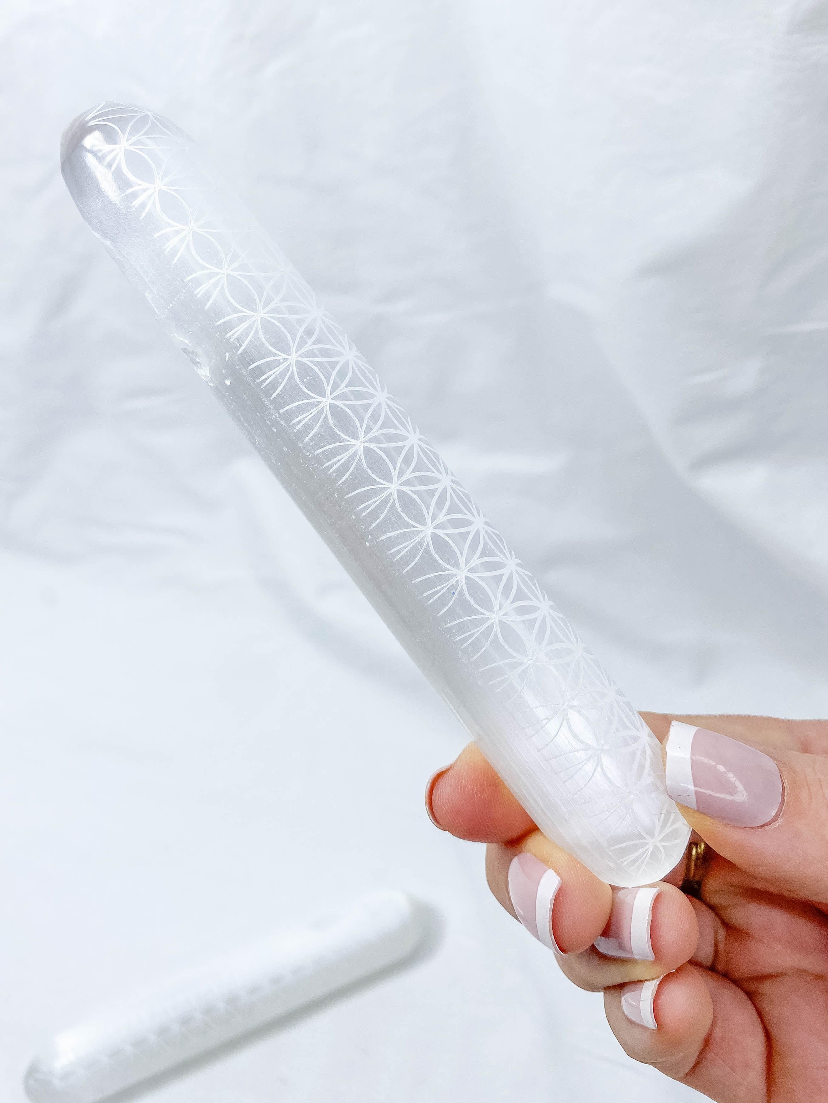 Selenite Seed Of Life Wand Rounded