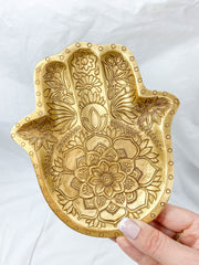 Hamsa Wooden Dish | Gold