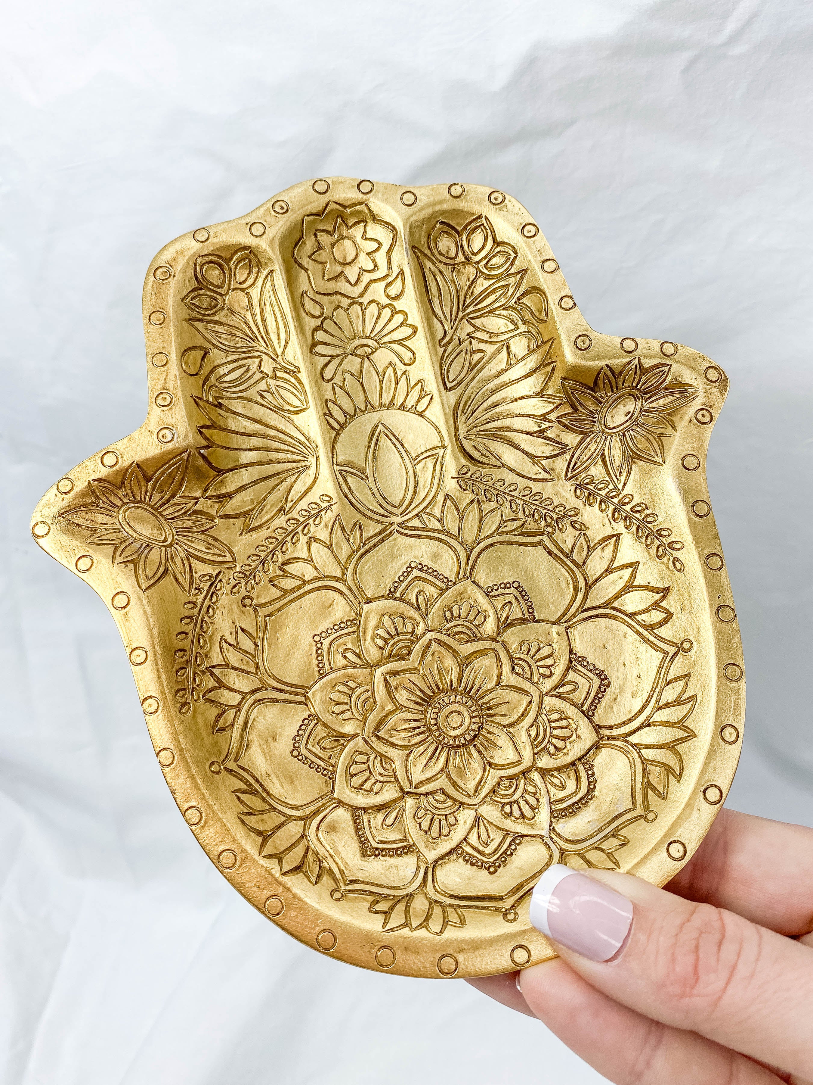 Hamsa Wooden Dish | Gold