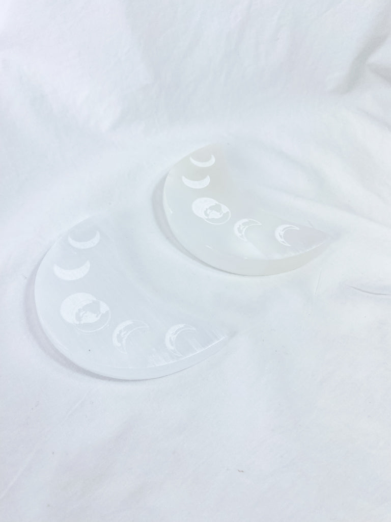 Selenite New Moon & Moon Phases Plate | Large