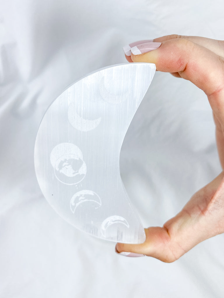 Selenite New Moon & Moon Phases Plate | Large