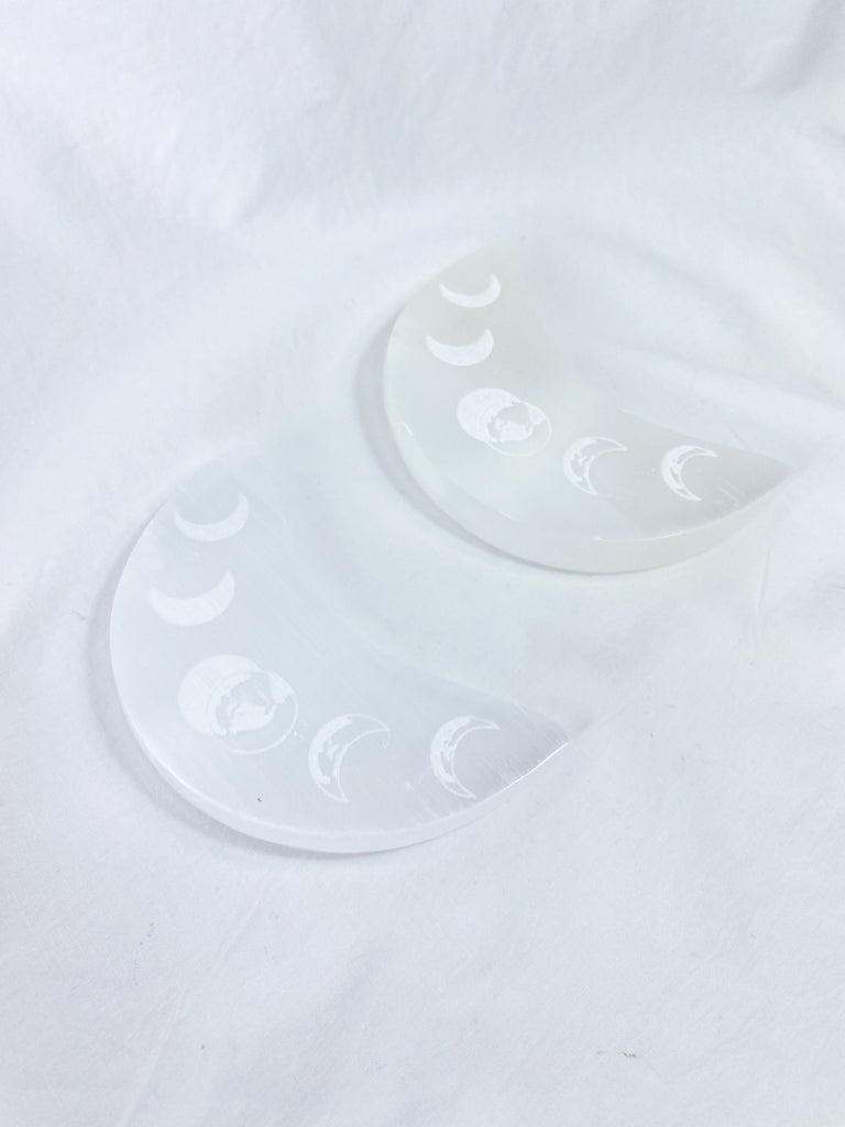 Selenite New Moon & Moon Phases Plate | Large