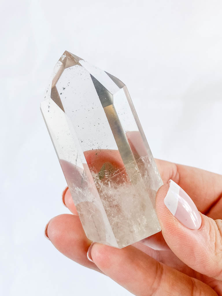 Clear Quartz Chlorite Phantom Polished Point 111g