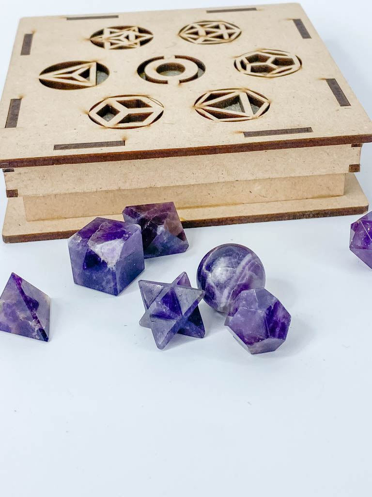 Platonic Solid Sacred Geometry Box | Amethyst