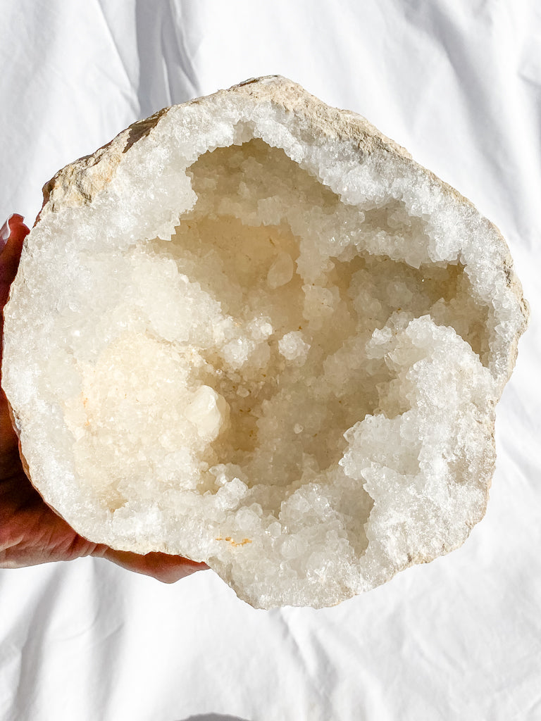 Clear Quartz and Calcite Geode Pair 3.4kg