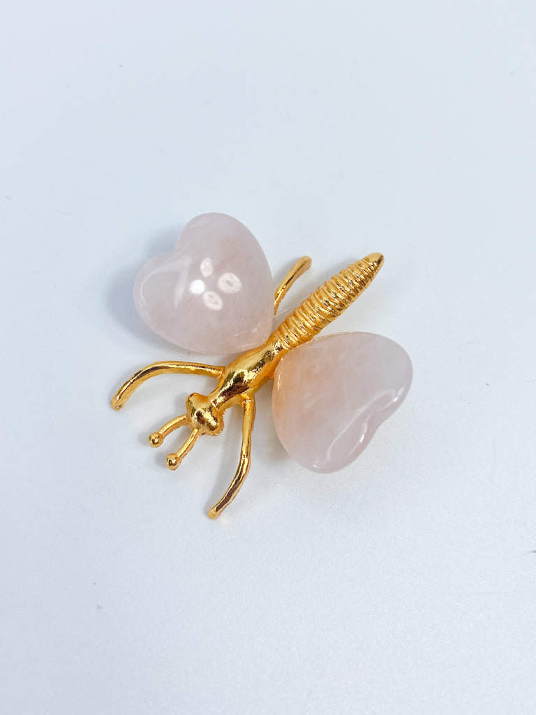 Rose Quartz Dragonfly Carving