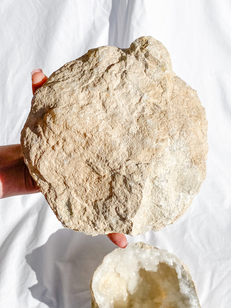 Clear Quartz and Calcite Geode Pair 3.4kg