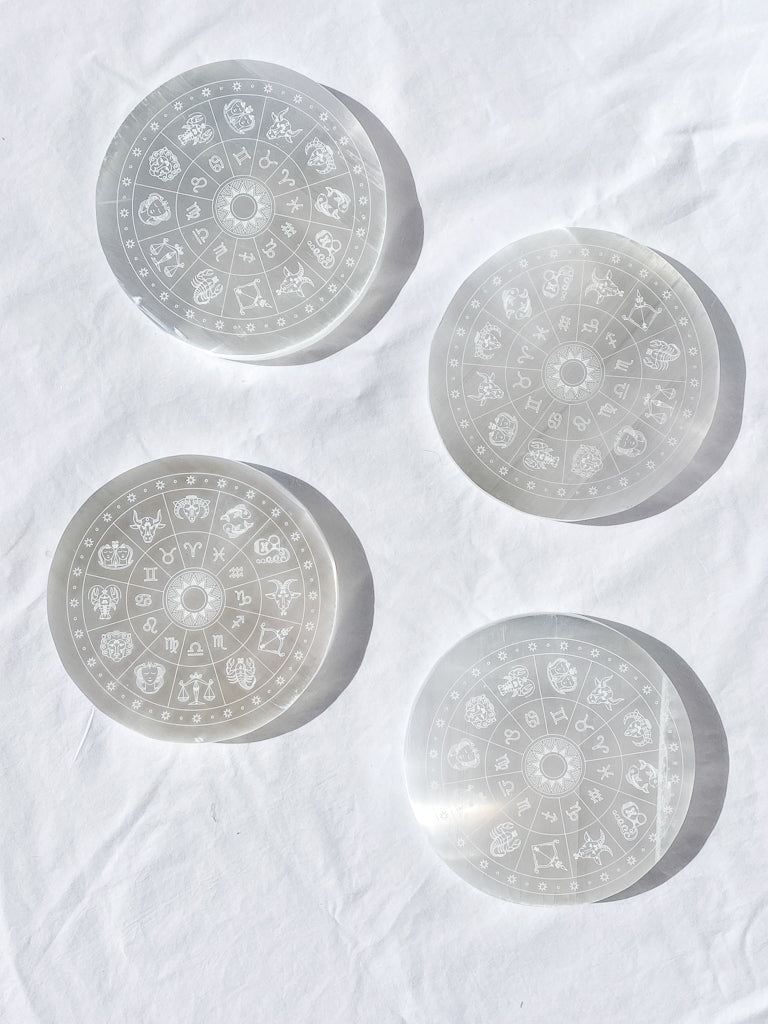 Selenite Astrology Plate Full Moon | Large