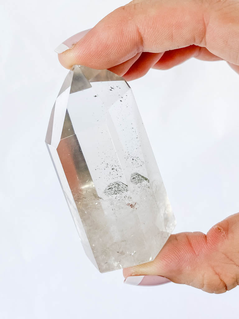 Clear Quartz Chlorite Phantom Polished Point 111g