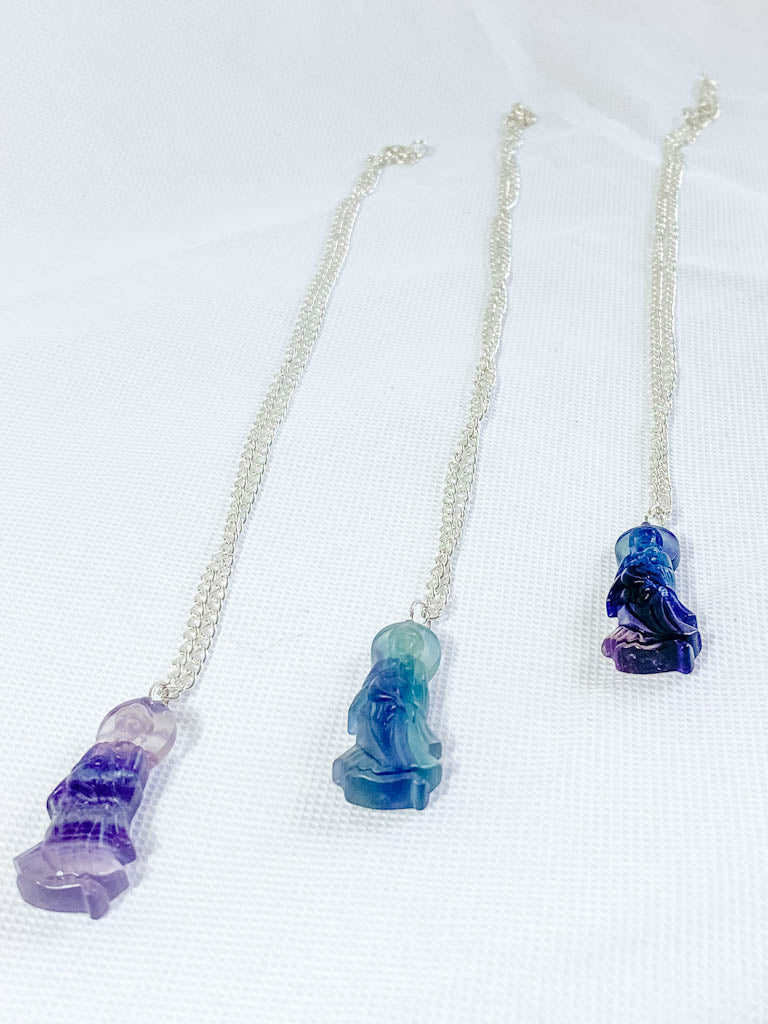 Fluorite Kuan Yin Pendant