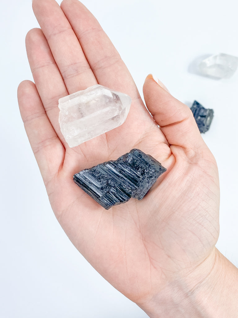 Mindfulness Duo: Clear Quartz + Black Tourmaline | Small