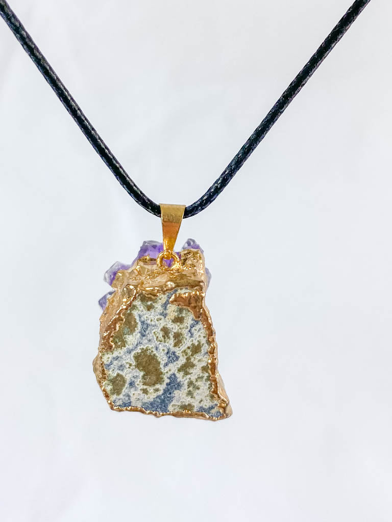 Amethyst Cluster Elegant Gold Plated Necklace