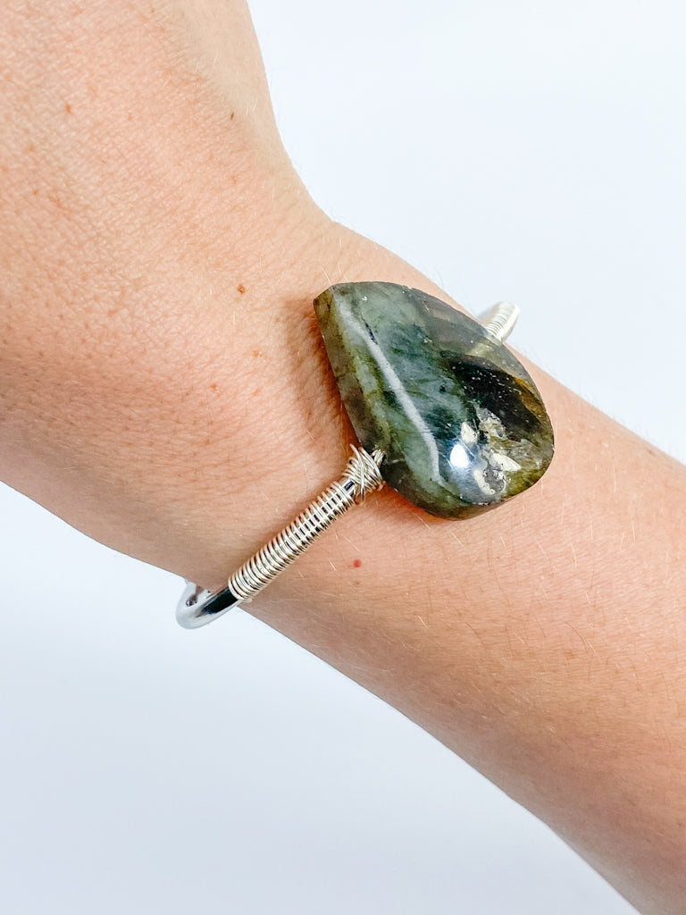 Labradorite Teardrop Silver plated Bracelet