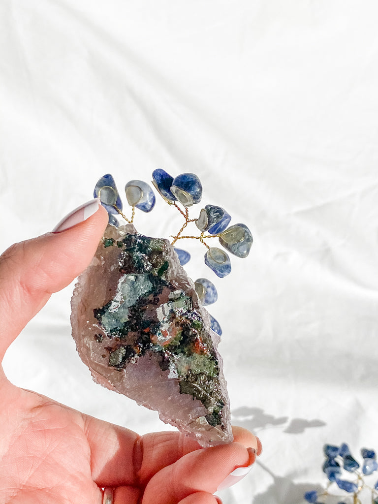 Wire Tree Sodalite on Amethyst Base