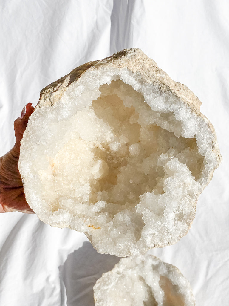 Clear Quartz and Calcite Geode Pair 3.4kg