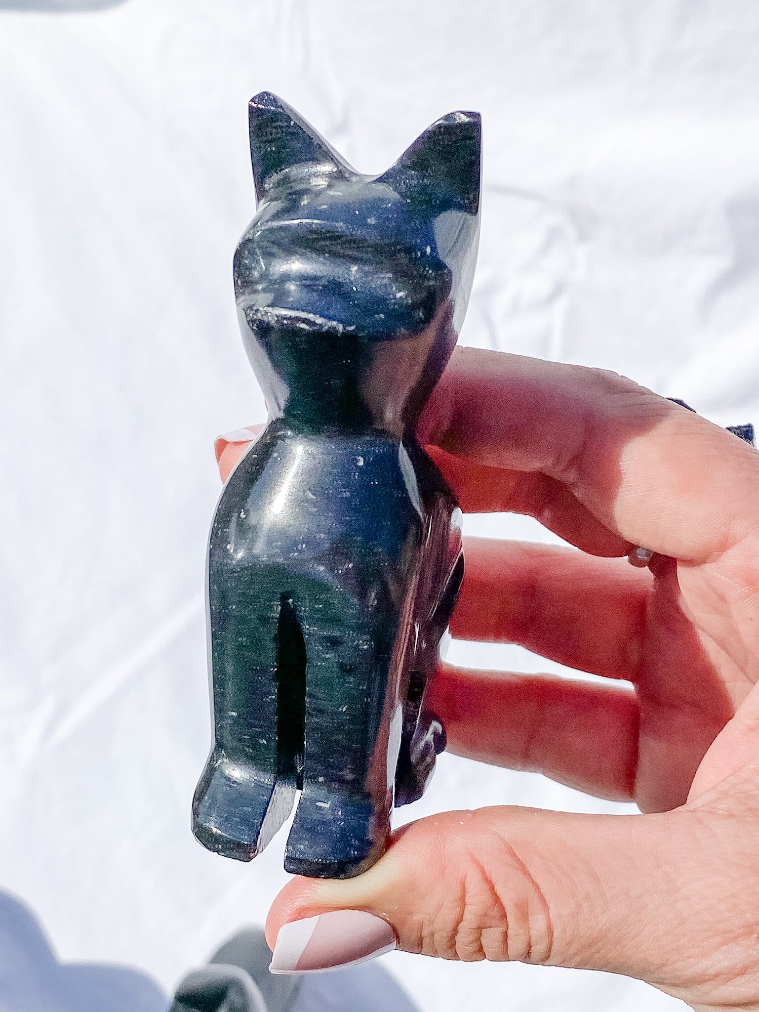 Black Onyx Carved Cat | Large