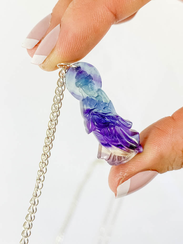 Fluorite Kuan Yin Pendant