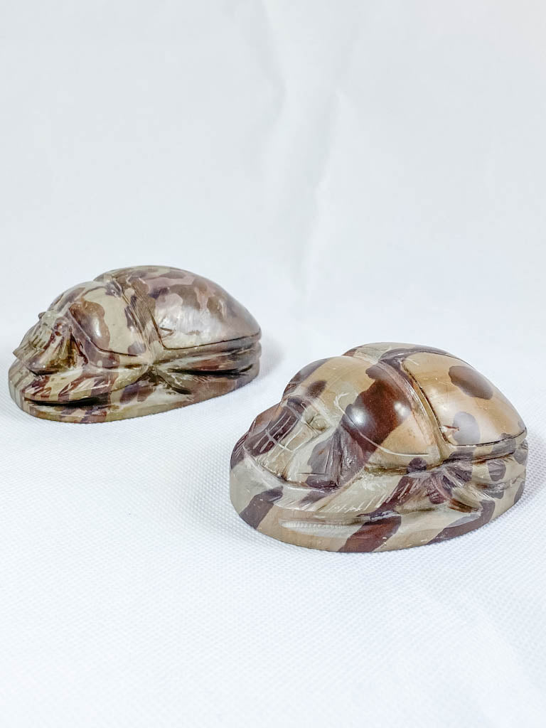 Zebra Stone Scarab Beetle Carving