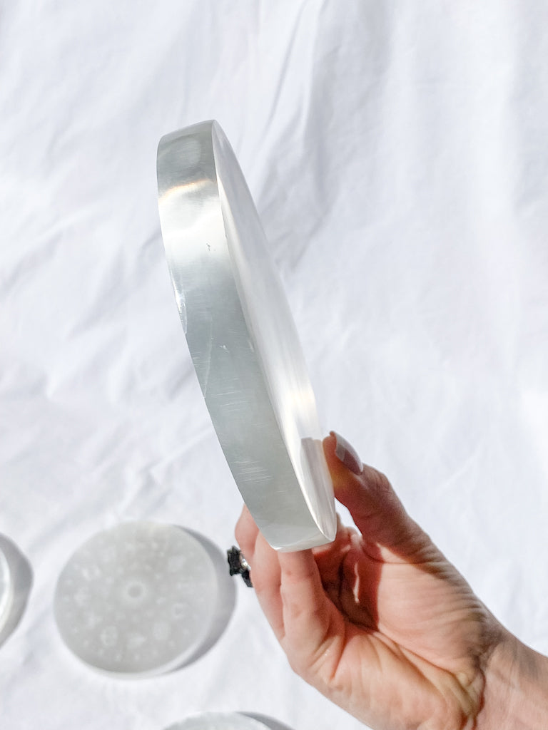 Selenite Astrology Plate Full Moon | Large