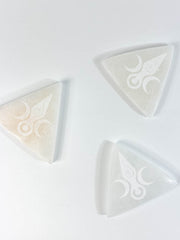 Selenite Triple Goddess Pyramid Plate | Medium