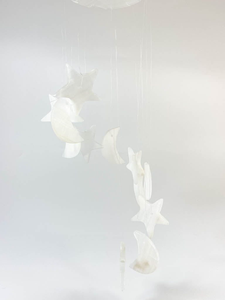 Moon & Stars Windchimes | White Onyx