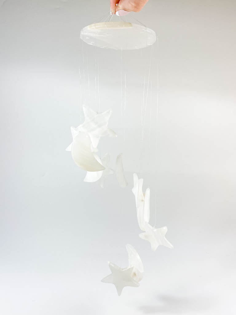 Moon & Stars Windchimes | White Onyx