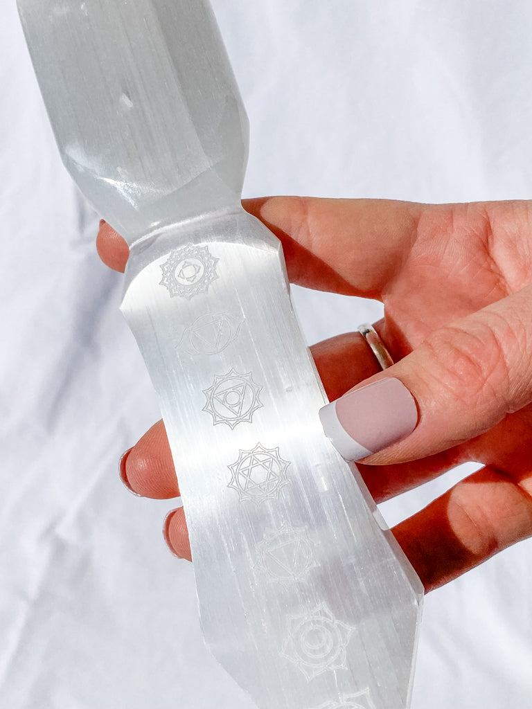 Selenite Chakra Alignment Dagger | Large