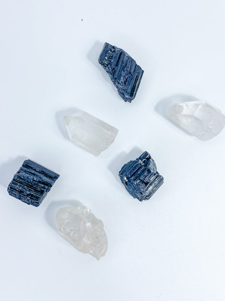 Mindfulness Duo: Clear Quartz + Black Tourmaline | Small