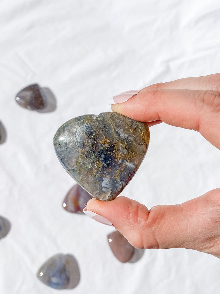 Moss Agate Heart | Medium