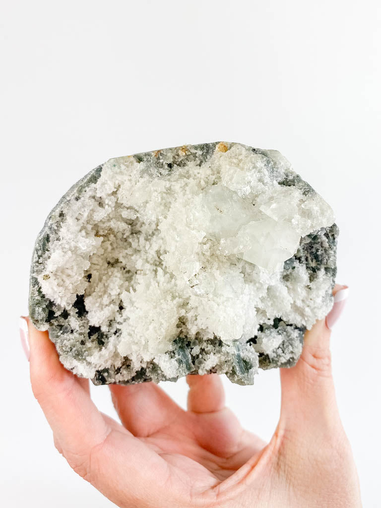 Apophyllite and White Chalcedony Cluster 605g