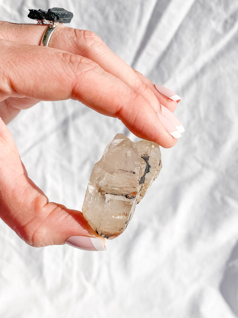 Smoky Himalayan Quartz Cluster with Inclusions 44g