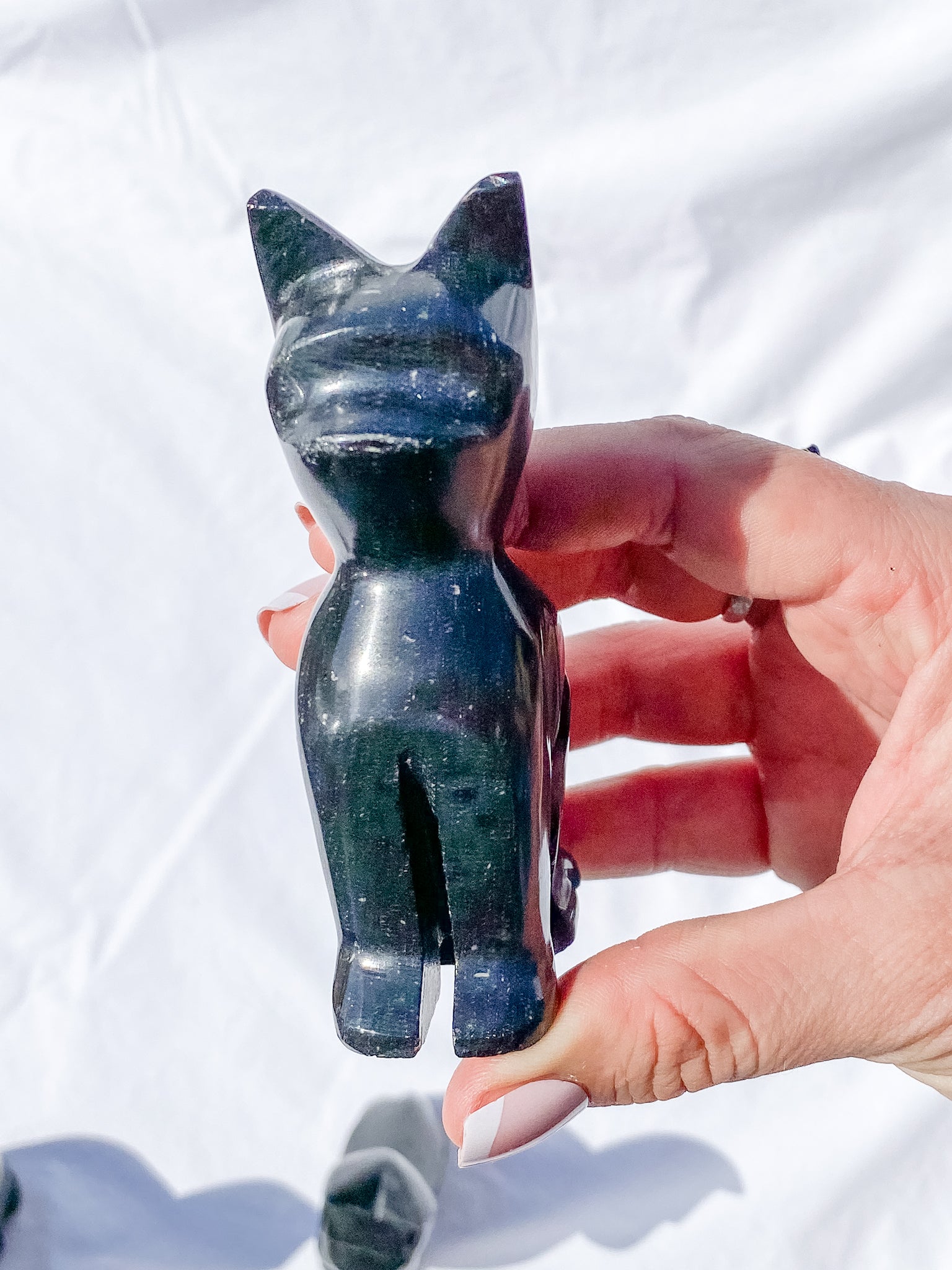 Black Onyx Carved Cat | Large