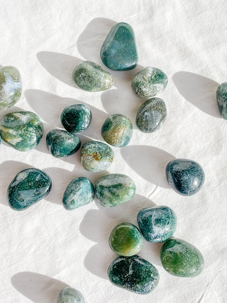 Green Moss Agate Tumbles | Small