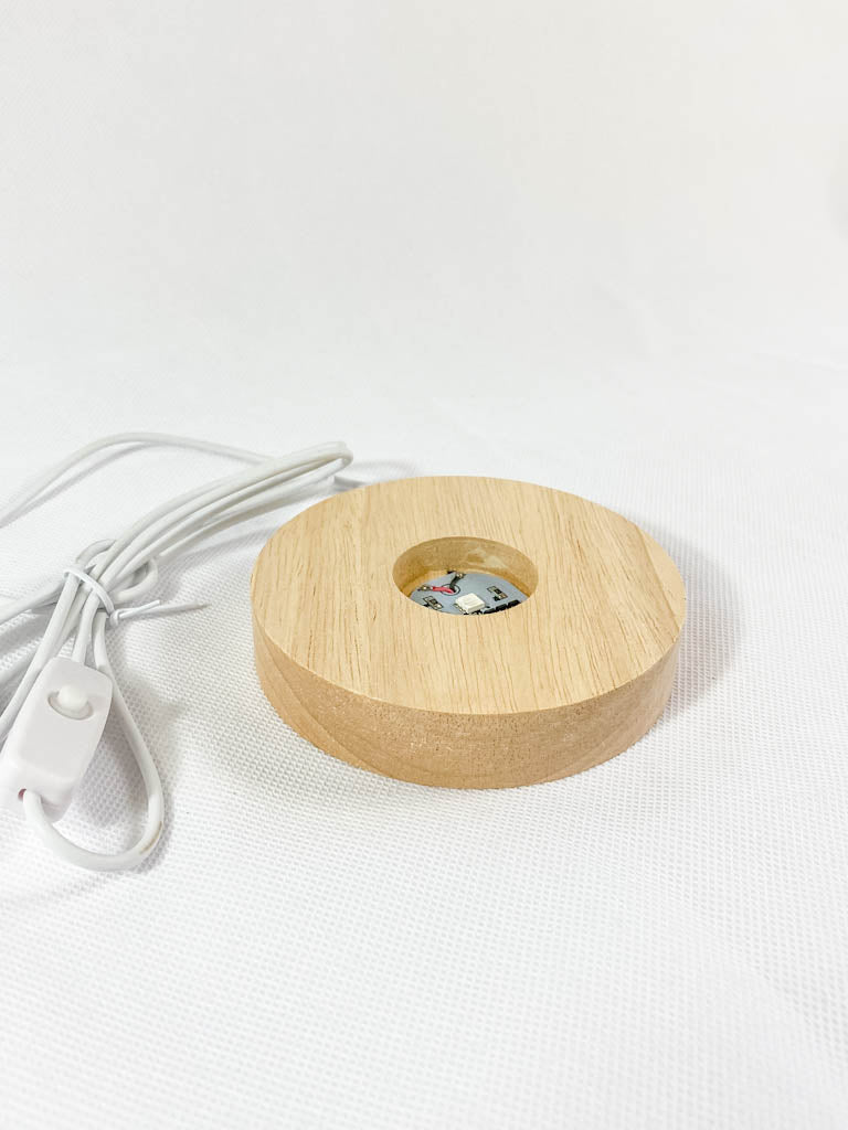 Round Wooden USB Light Base Multi Color Stand | Medium