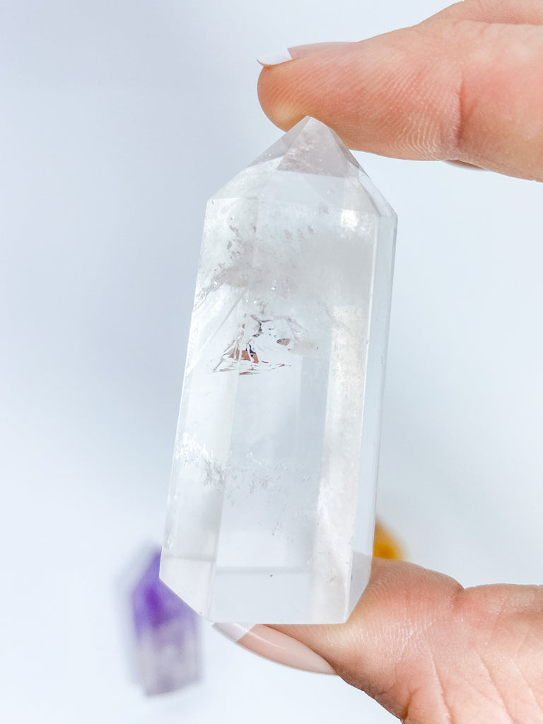 Divine Trio Polished Point: Citrine + Clear Quartz + Amethyst | Medium