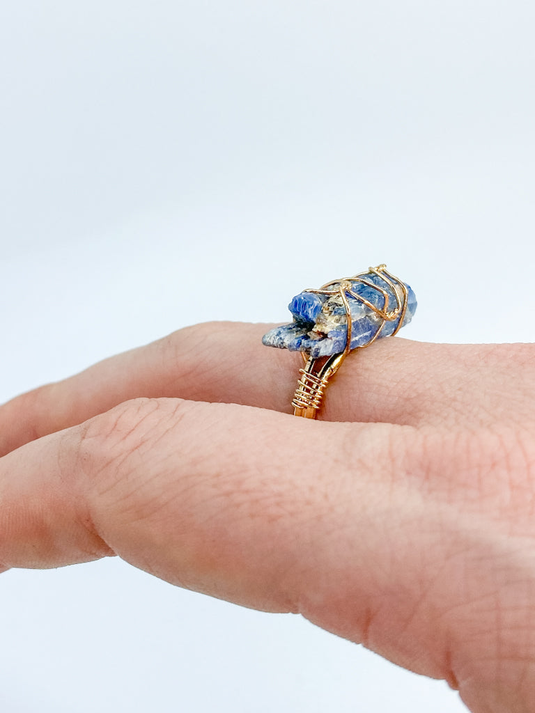 Kyanite Gold Plated Ring Wire Wrapped