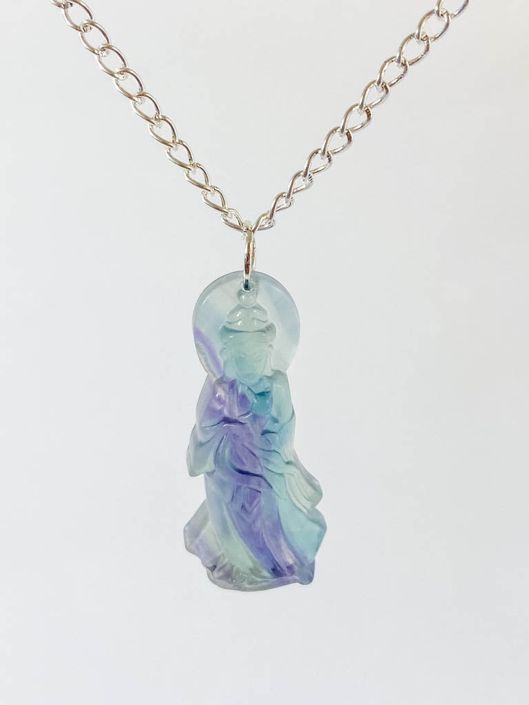 Fluorite Kuan Yin Pendant