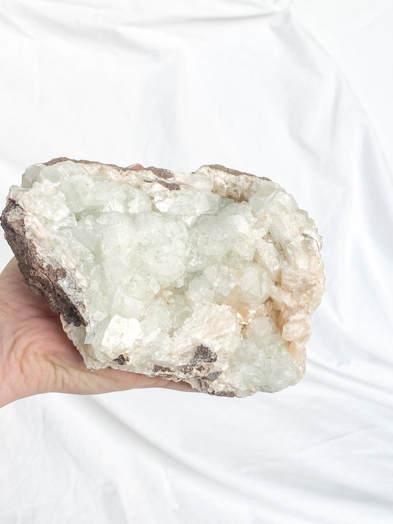 Green Apophyllite and StilBite Cluster 1.5kg