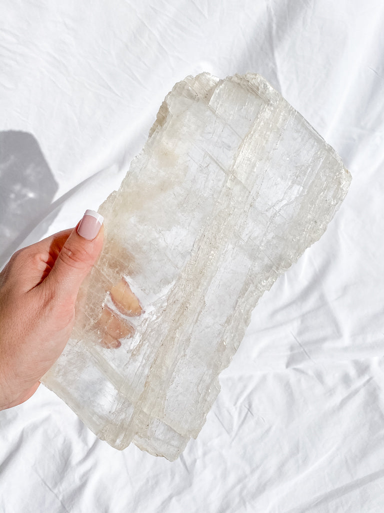 Selenite Gypsum Clear Slab 1.3kg