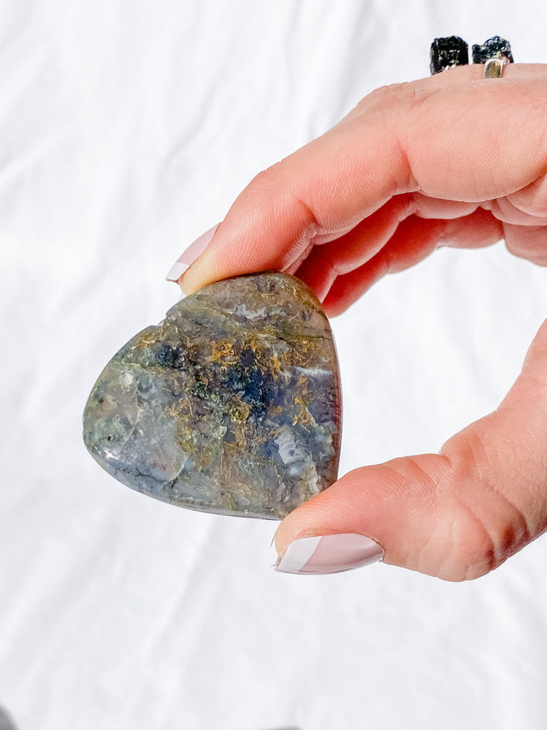 Moss Agate Heart | Medium