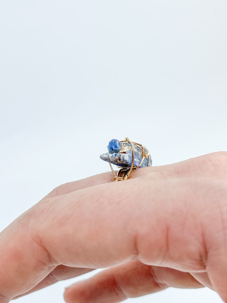 Kyanite Gold Plated Ring Wire Wrapped