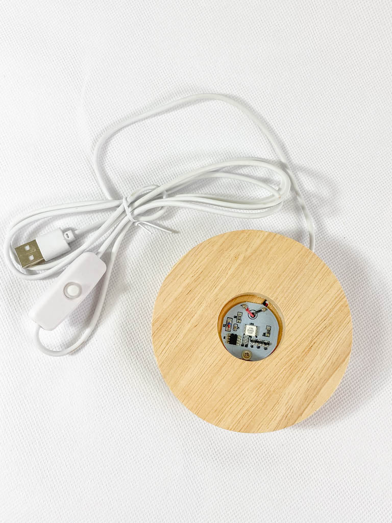 Round Wooden USB Light Base Multi Color Stand | Medium