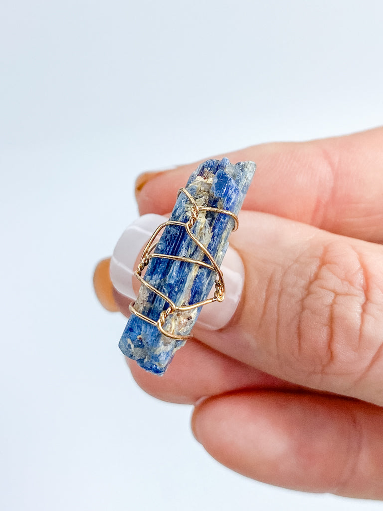 Kyanite Gold Plated Ring Wire Wrapped