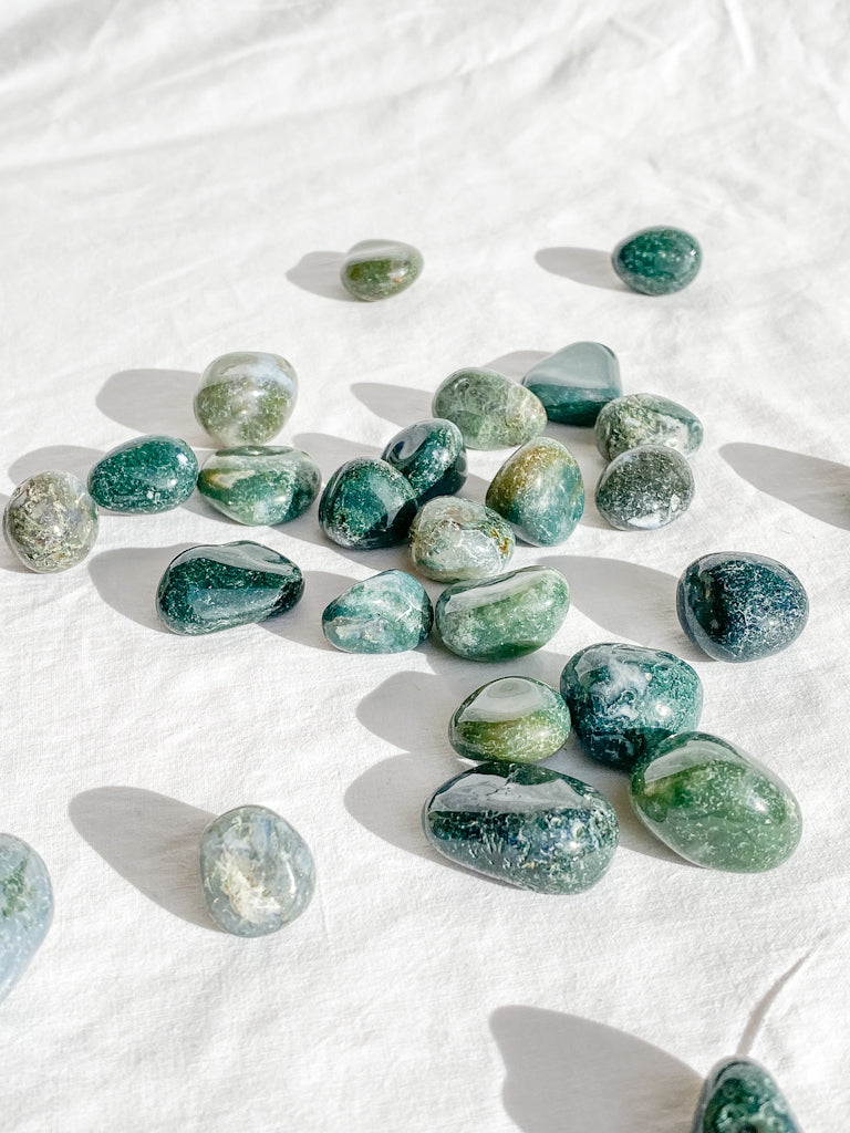 Green Moss Agate Tumbles | Small