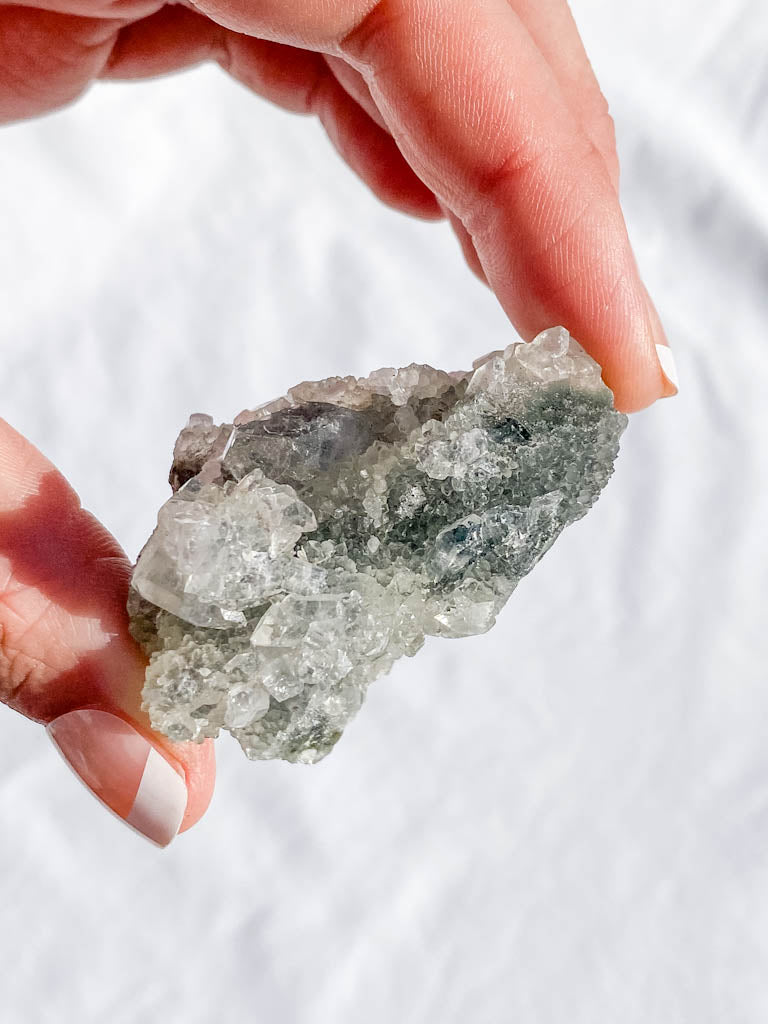 Glass Apophyllite and Chalcedony Cluster 49g