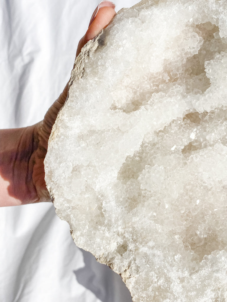 Clear Quartz and Calcite Geode Pair 3.4kg