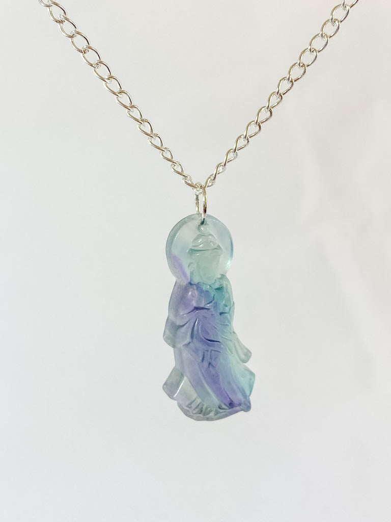 Fluorite Kuan Yin Pendant